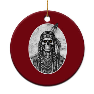 Vintage Gothic Skull Warrior Ceramic Ornament Native American Feather Chief TS12 1pc Red Print Your Wear