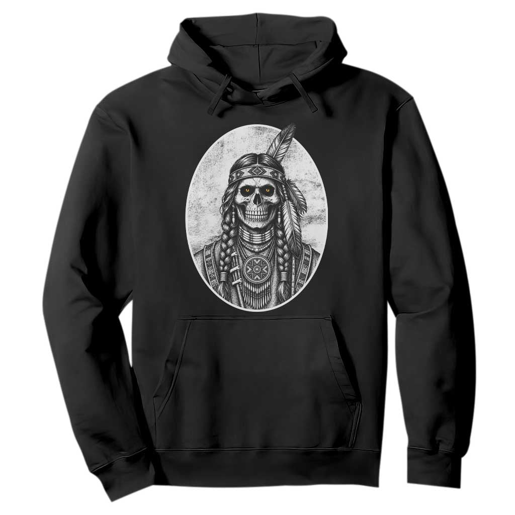 Vintage Gothic Skull Warrior Hoodie Native American Feather Chief TS12 Black Print Your Wear