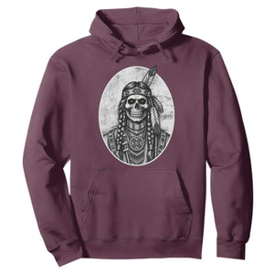 Vintage Gothic Skull Warrior Hoodie Native American Feather Chief TS12 Maroon Print Your Wear