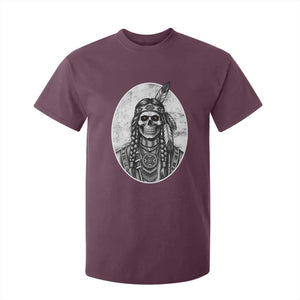 Vintage Gothic Skull Warrior T Shirt For Kid Native American Feather Chief TS12 Maroon Print Your Wear