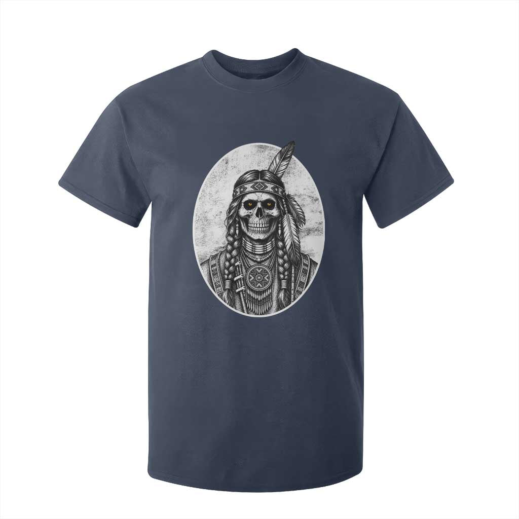 Vintage Gothic Skull Warrior T Shirt For Kid Native American Feather Chief TS12 Navy Print Your Wear