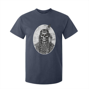 Vintage Gothic Skull Warrior T Shirt For Kid Native American Feather Chief TS12 Navy Print Your Wear