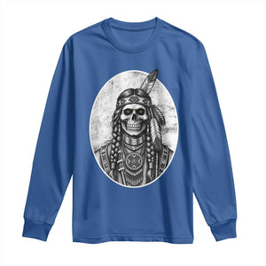 Vintage Gothic Skull Warrior Long Sleeve Shirt Native American Feather Chief TS12 Royal Blue Print Your Wear