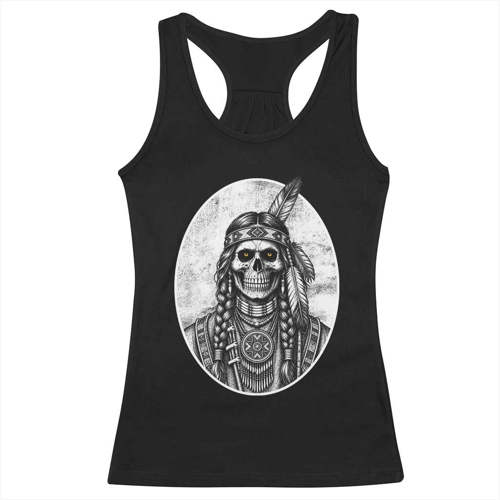 Vintage Gothic Skull Warrior Racerback Tank Top Native American Feather Chief TS12 Black Print Your Wear