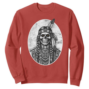 Vintage Gothic Skull Warrior Sweatshirt Native American Feather Chief TS12 Red Print Your Wear