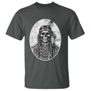 Vintage Gothic Skull Warrior T Shirt Native American Feather Chief TS12 Dark Heather Print Your Wear