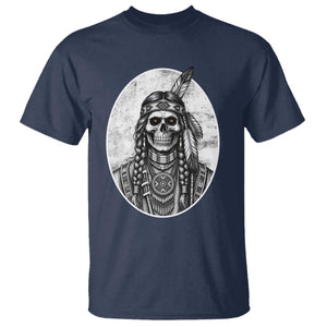 Vintage Gothic Skull Warrior T Shirt Native American Feather Chief TS12 Navy Print Your Wear