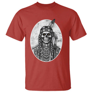 Vintage Gothic Skull Warrior T Shirt Native American Feather Chief TS12 Red Print Your Wear