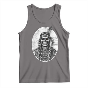 Vintage Gothic Skull Warrior Tank Top Native American Feather Chief TS12 Deep Heather Print Your Wear