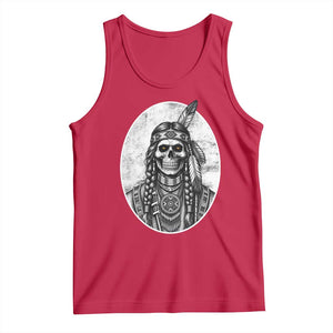 Vintage Gothic Skull Warrior Tank Top Native American Feather Chief TS12 Red Print Your Wear