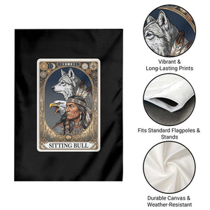 Sitting Bull Native American Chief Garden Flag Vintage Tarot Card Illustration TS12 Print Your Wear