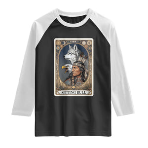 Sitting Bull Native American Chief Raglan Shirt Vintage Tarot Card Illustration TS12 Black White Print Your Wear