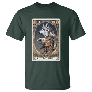 Sitting Bull Native American Chief T Shirt Vintage Tarot Card Illustration TS12 Dark Forest Green Print Your Wear
