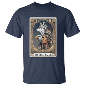 Sitting Bull Native American Chief T Shirt Vintage Tarot Card Illustration TS12 Navy Print Your Wear