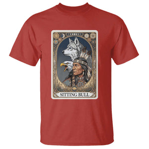 Sitting Bull Native American Chief T Shirt Vintage Tarot Card Illustration TS12 Red Print Your Wear