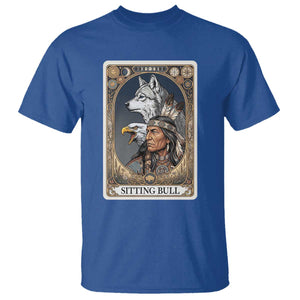 Sitting Bull Native American Chief T Shirt Vintage Tarot Card Illustration TS12 Royal Blue Print Your Wear