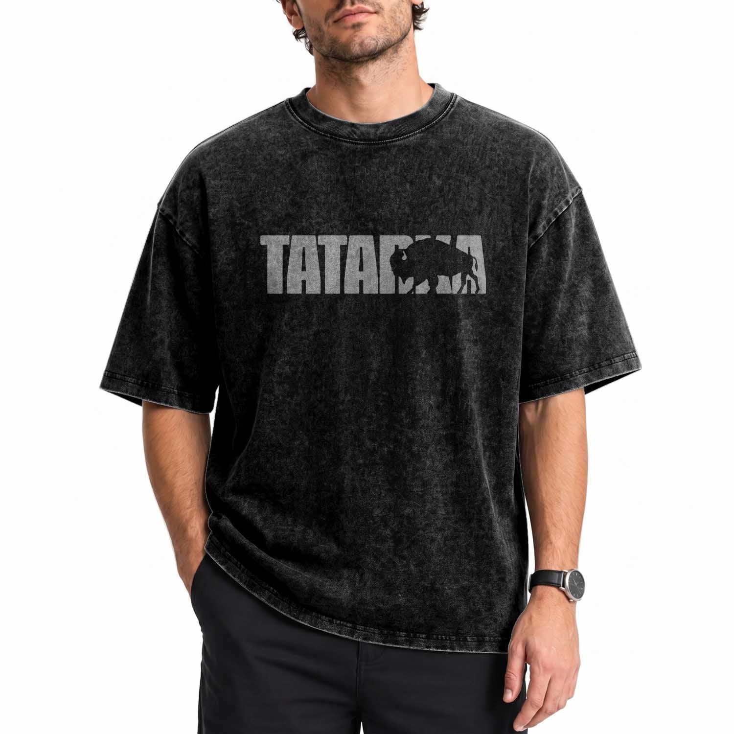 Vintage Tatanka Bison Washed Cotton T-Shirt Native American Buffalo Graphic