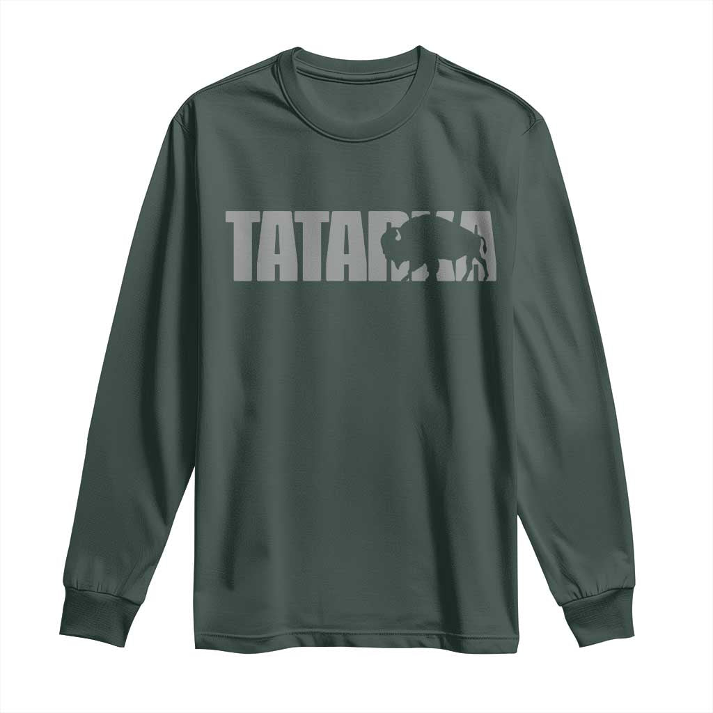 Vintage Tatanka Bison Long Sleeve Shirt Native American Buffalo Graphic TS12 Dark Forest Green Print Your Wear