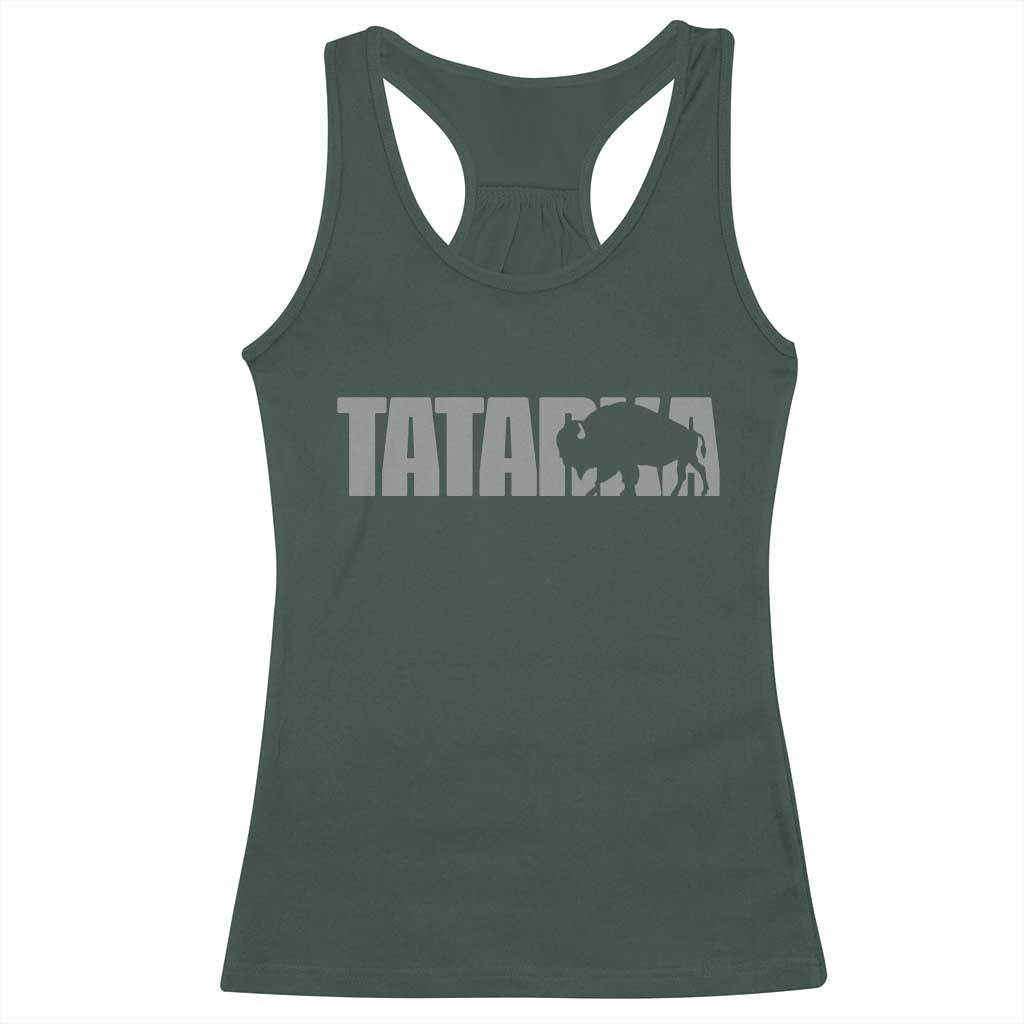 Vintage Tatanka Bison Racerback Tank Top Native American Buffalo Graphic TS12 Dark Forest Green Print Your Wear
