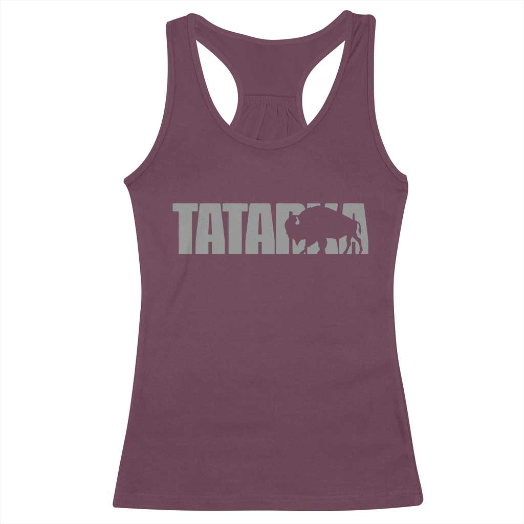 Vintage Tatanka Bison Racerback Tank Top Native American Buffalo Graphic TS12 Maroon Print Your Wear