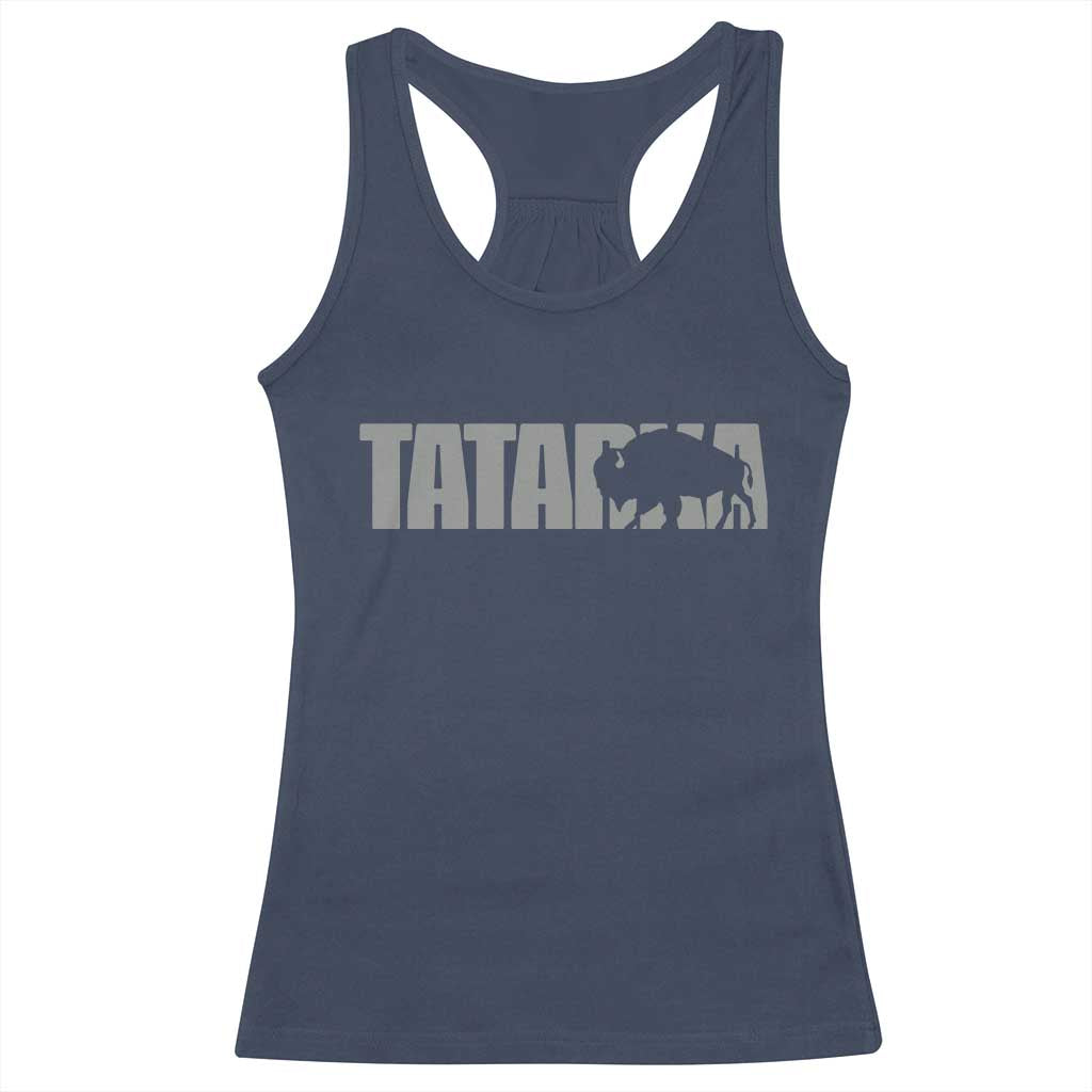 Vintage Tatanka Bison Racerback Tank Top Native American Buffalo Graphic TS12 Navy Print Your Wear