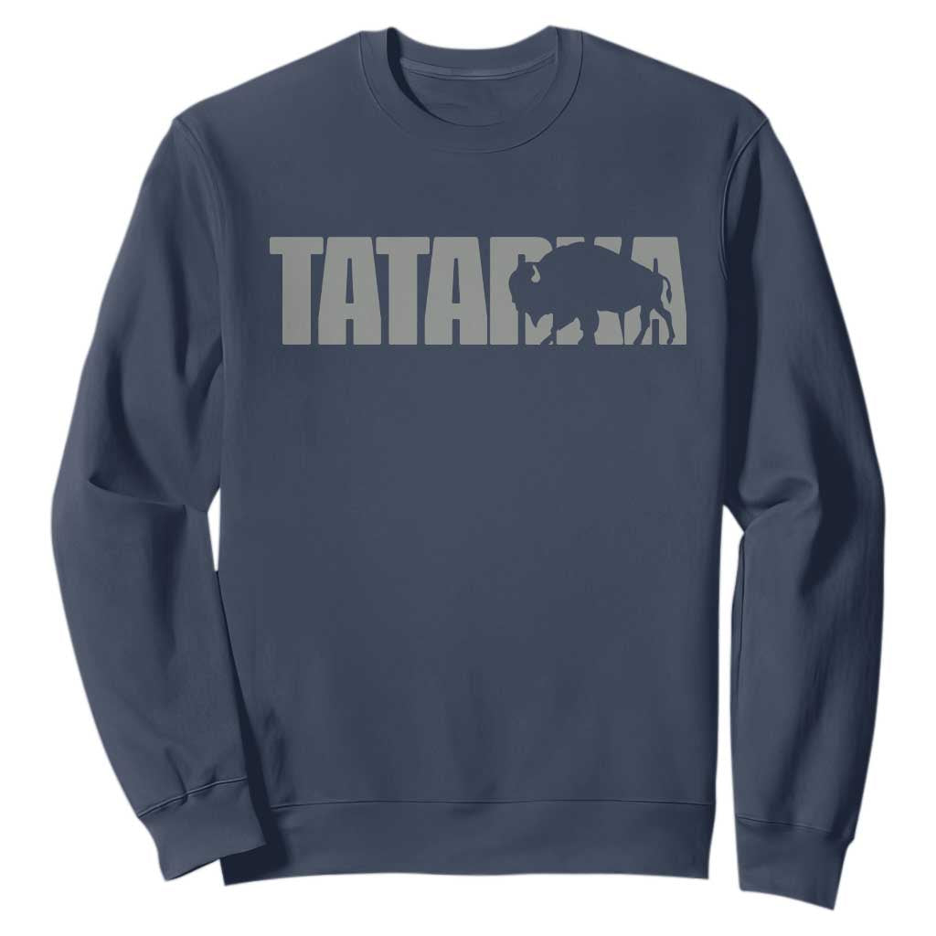 Vintage Tatanka Bison Sweatshirt Native American Buffalo Graphic TS12 Navy Print Your Wear