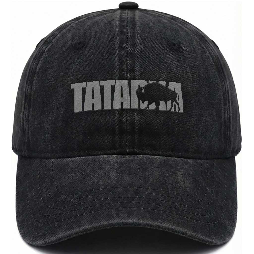 Vintage Tatanka Bison Washed Cotton Baseball Cap Native American Buffalo Graphic TS12 Print Your Wear