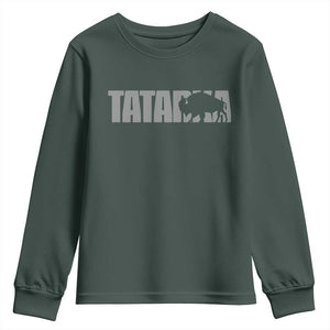Vintage Tatanka Bison Youth Sweatshirt Native American Buffalo Graphic TS12 Dark Forest Green Print Your Wear