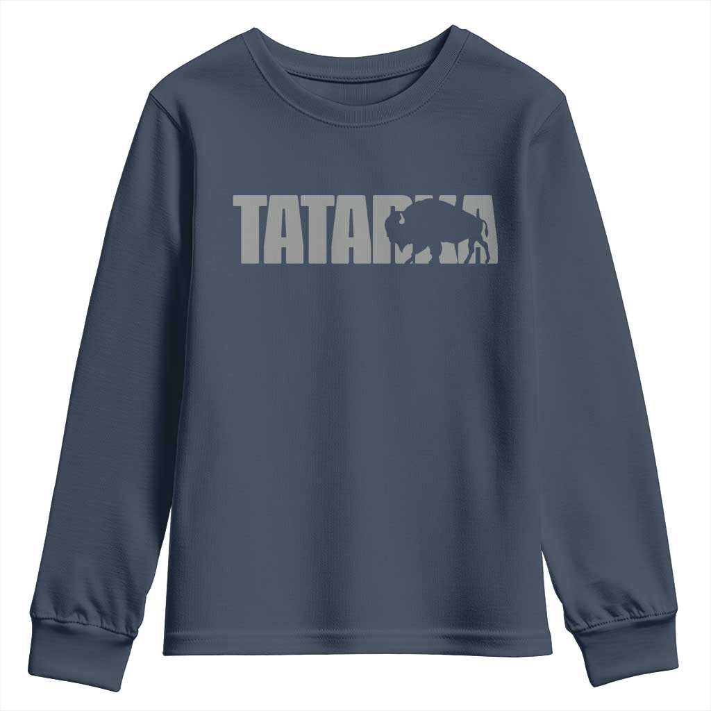 Vintage Tatanka Bison Youth Sweatshirt Native American Buffalo Graphic TS12 Navy Print Your Wear