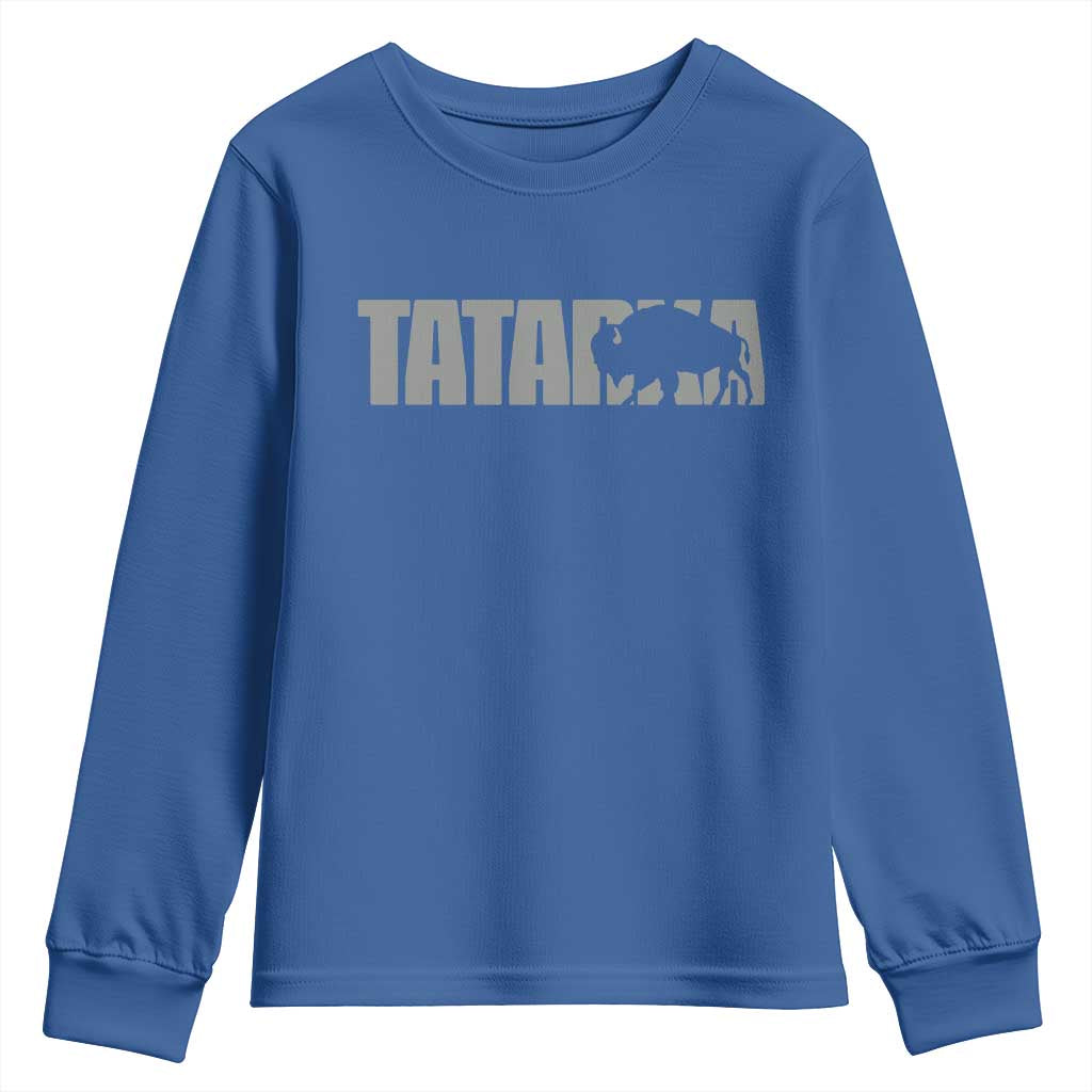 Vintage Tatanka Bison Youth Sweatshirt Native American Buffalo Graphic TS12 Royal Blue Print Your Wear