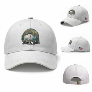 Black Hills South Dakota White Buffalo Baseball Cap State Pride Gift TS12 Baseball Cap Universal Fit White Print Your Wear