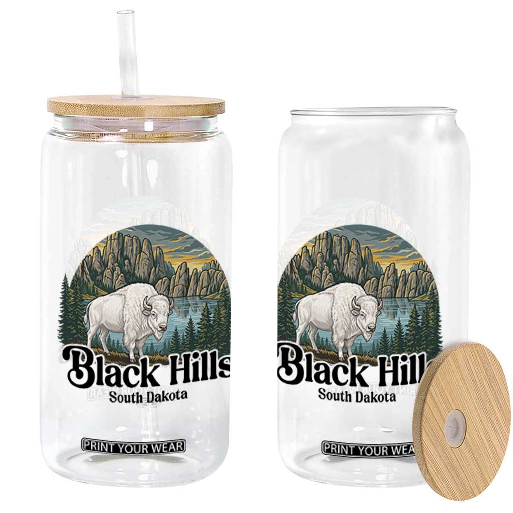 Black Hills South Dakota White Buffalo Glass Can State Pride Gift TS12 Print Your Wear