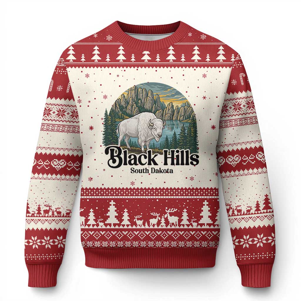 Black Hills South Dakota White Buffalo Ugly Christmas Sweater State Pride Gift TS12 Beige Red Print Your Wear