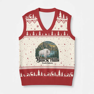 Black Hills South Dakota White Buffalo V-Neck Knit Sweater Vest State Pride Gift TS12 Beige Red Print Your Wear