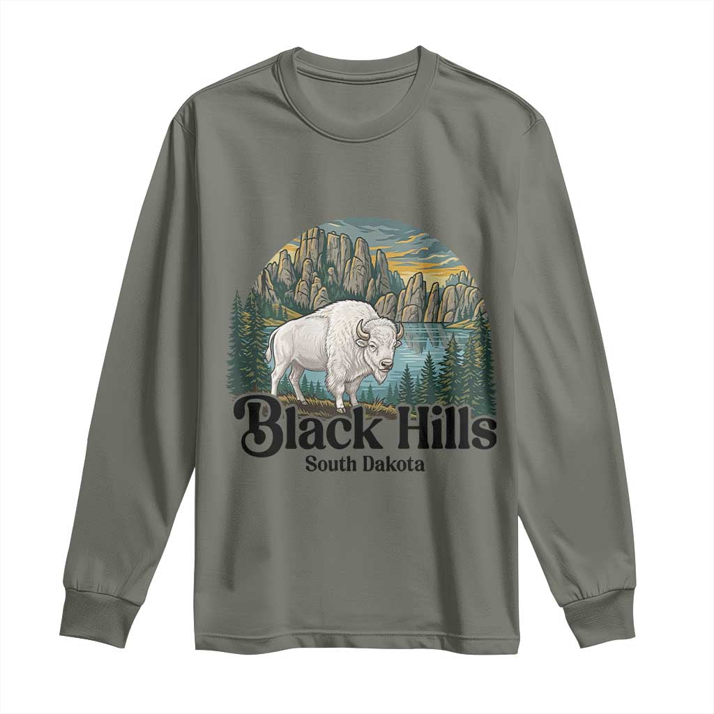 Black Hills South Dakota White Buffalo Long Sleeve Shirt State Pride Gift TS12 Military Green Print Your Wear