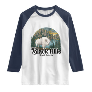 Black Hills South Dakota White Buffalo Raglan Shirt State Pride Gift TS12 White Navy Print Your Wear
