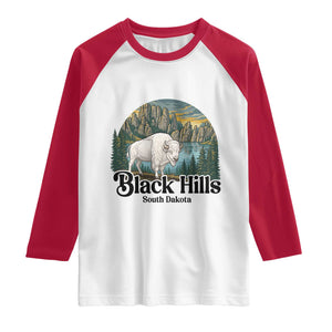 Black Hills South Dakota White Buffalo Raglan Shirt State Pride Gift TS12 White Red Print Your Wear