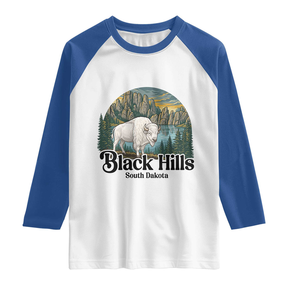 Black Hills South Dakota White Buffalo Raglan Shirt State Pride Gift TS12 White Royal Print Your Wear