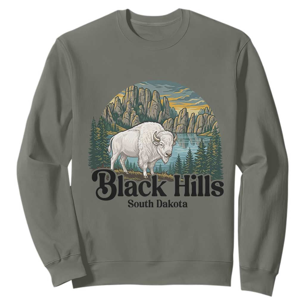 Black Hills South Dakota White Buffalo Sweatshirt State Pride Gift TS12 Military Green Print Your Wear