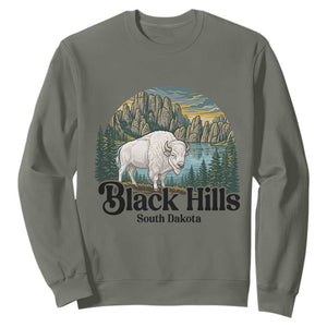 Black Hills South Dakota White Buffalo Sweatshirt State Pride Gift TS12 Military Green Print Your Wear