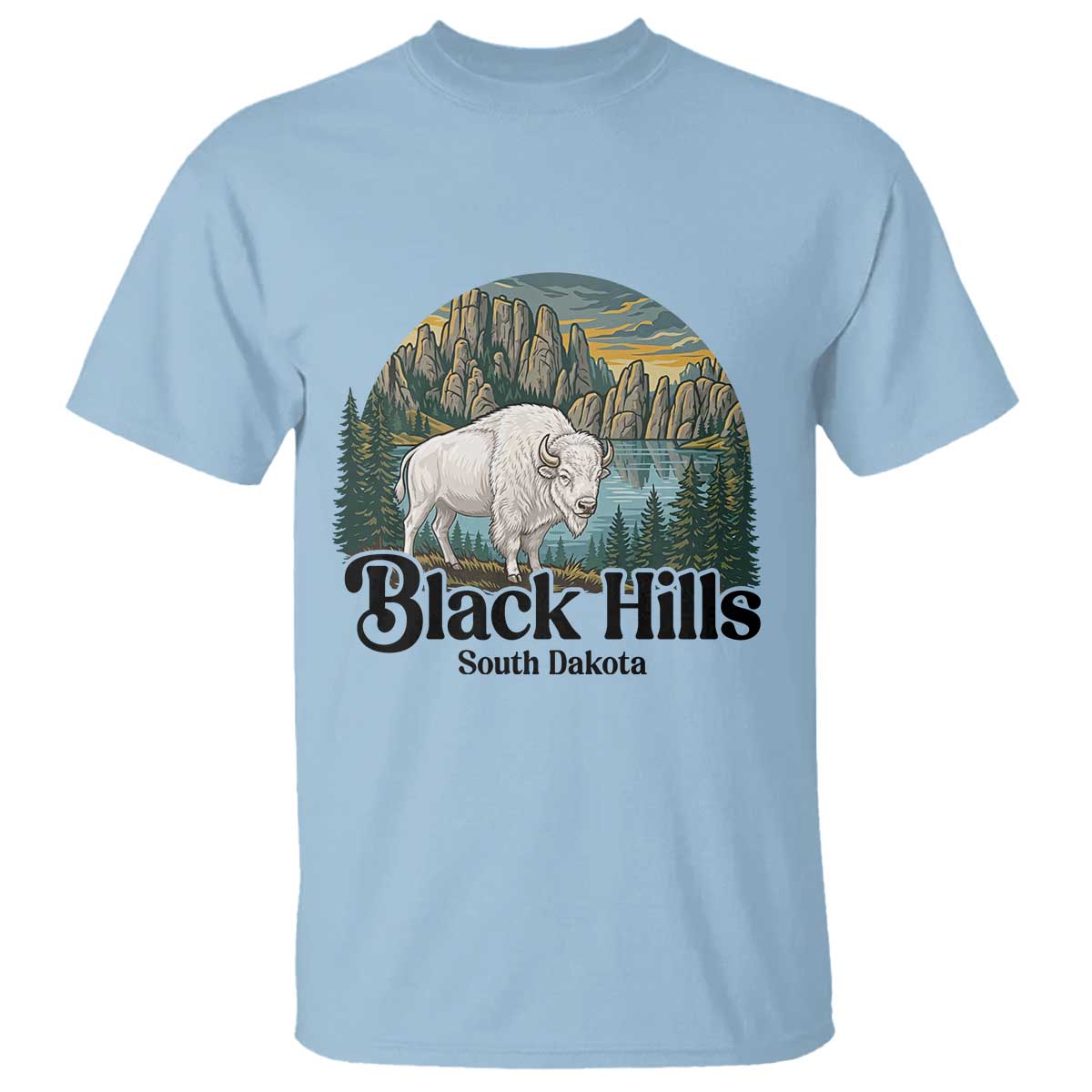 Black Hills South Dakota White Buffalo T Shirt State Pride Gift TS12 Light Blue Print Your Wear