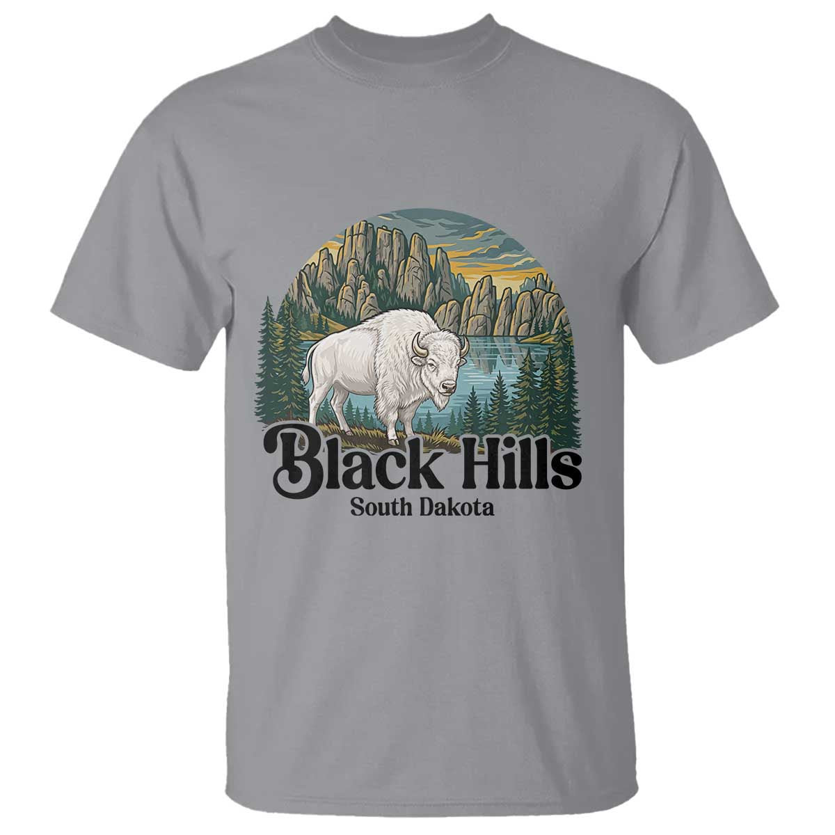 Black Hills South Dakota White Buffalo T Shirt State Pride Gift TS12 Sport Gray Print Your Wear
