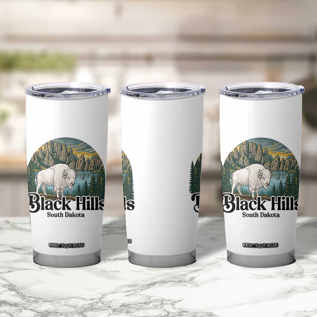 Black Hills South Dakota White Buffalo Tumbler Cup State Pride Gift TS12 Print Your Wear