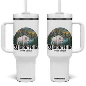 Black Hills South Dakota White Buffalo Tumbler With Handle State Pride Gift TS12 One Size: 40 oz White Print Your Wear