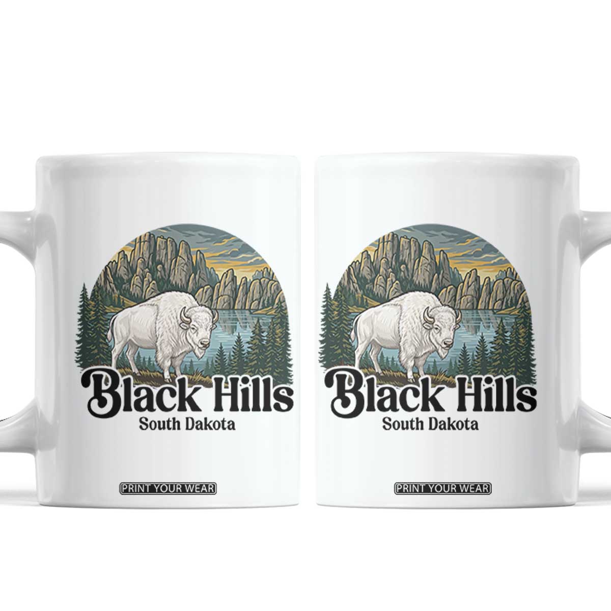 Black Hills South Dakota White Buffalo Coffee Mug State Pride Gift TS12 White Print Your Wear