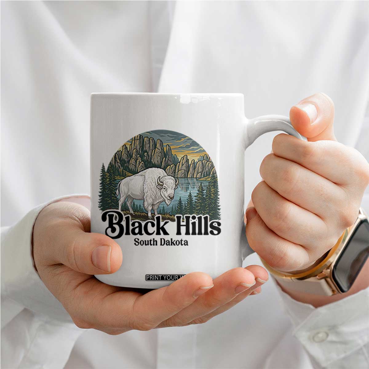 Black Hills South Dakota White Buffalo Coffee Mug State Pride Gift TS12 Print Your Wear