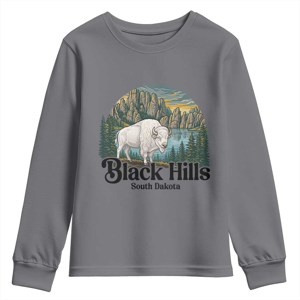 Black Hills South Dakota White Buffalo Youth Sweatshirt State Pride Gift TS12 Charcoal Print Your Wear