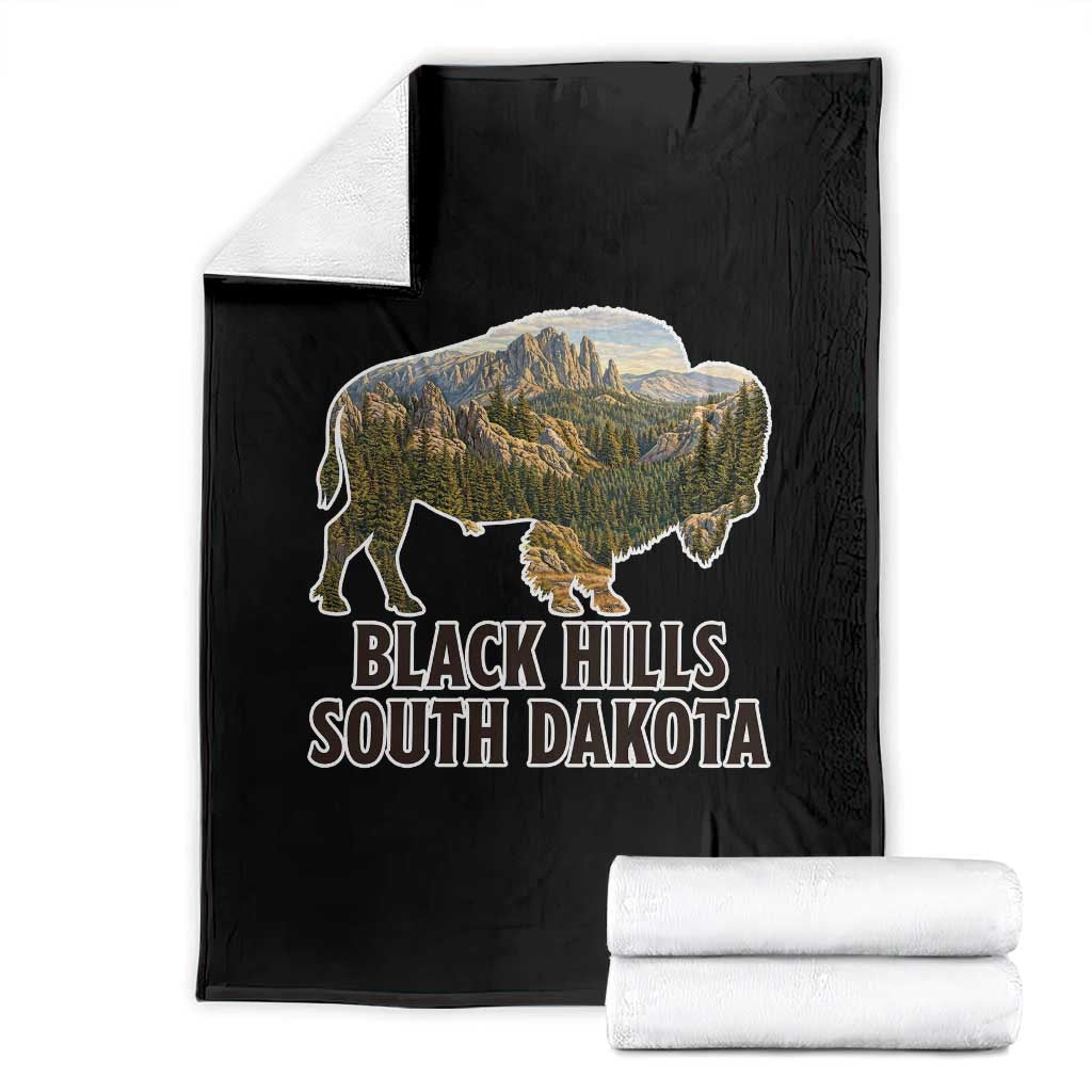 Black Hills South Dakota Bison Throw Blanket State Pride Gift TS12 Black Print Your Wear