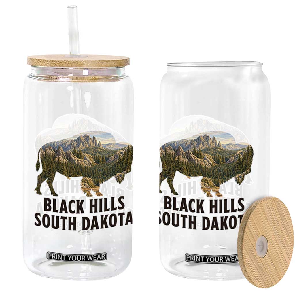 Black Hills South Dakota Bison Glass Can State Pride Gift TS12 Print Your Wear
