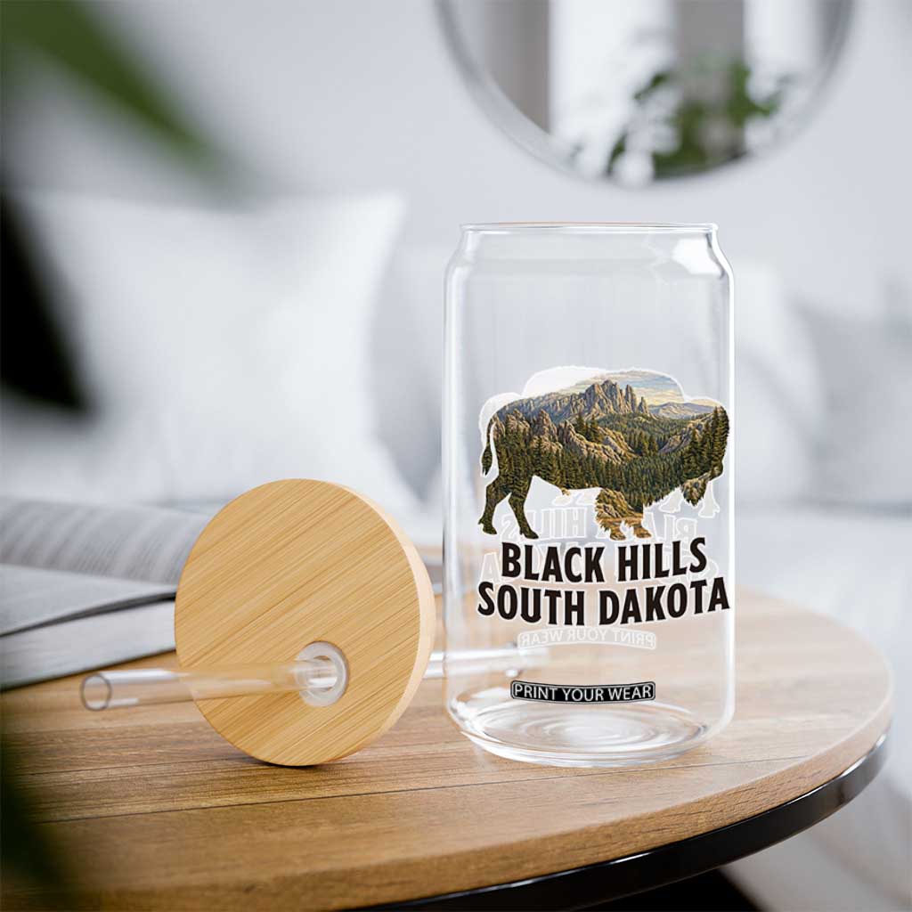 Black Hills South Dakota Bison Glass Can State Pride Gift TS12 Print Your Wear